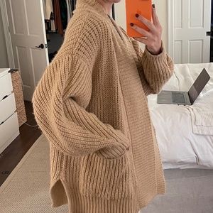 Zara Knit Sweater Cardigan Camel